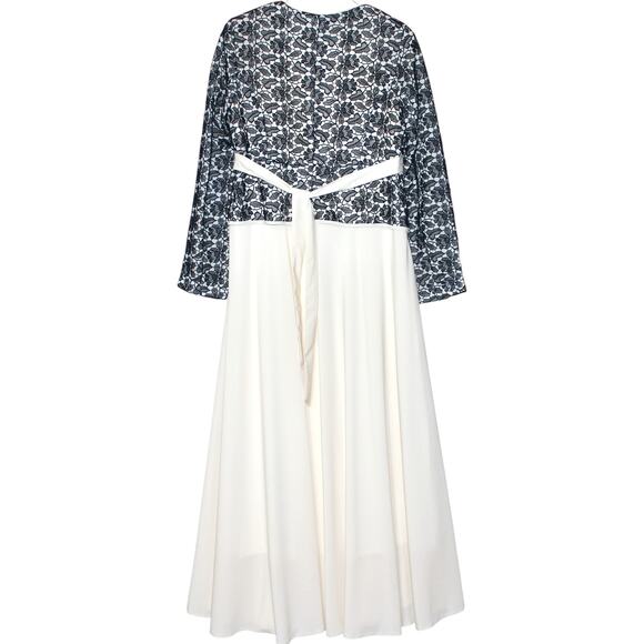 Navy White Long Sleeve Maxi Dress Size Large - Picture 4 of 10